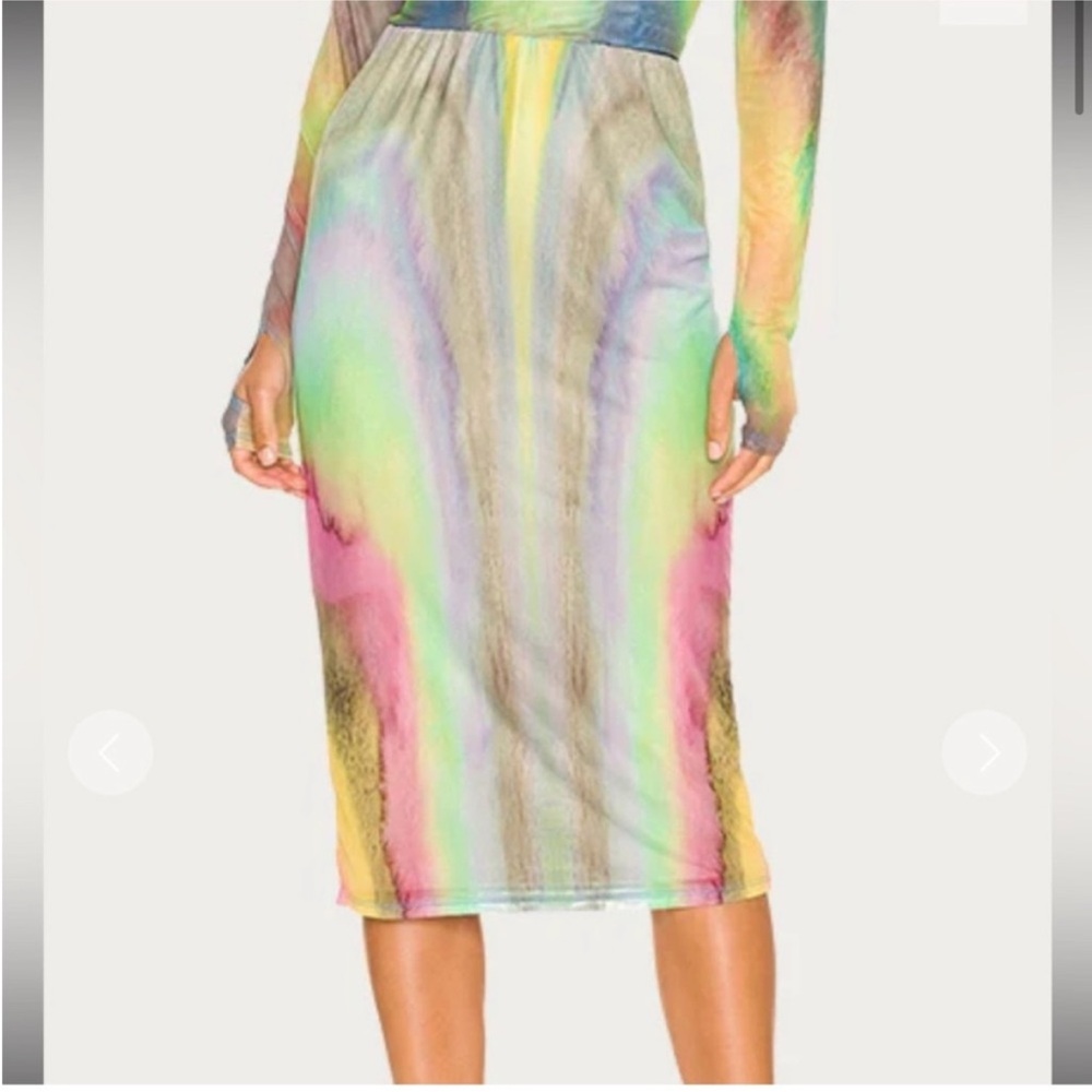AFRM Lynn Rainbow Midi Skirt Size XS